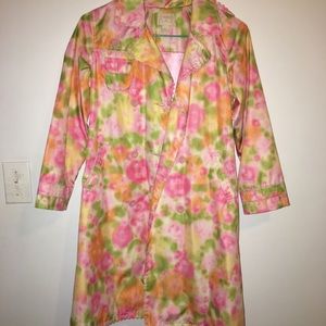Pink Floral Trench Coat